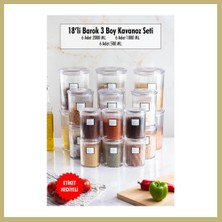 Bezos 18'li Barok Yuvarlak 3 Boy Kavanoz Seti & Saklama Kabı & Erzak Kabı (6*2000 Ml, 6*1000 ml ,6*500 Ml) Za