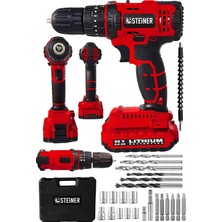 Die Grup Tr Alman 58 V 5 Ah Darbeli Lityum Çift Akülü Sjs Metal Şanzıman Şarjlı Vidalama Matkap 24 Pcs Set