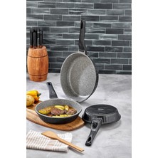 Die Grup Tr 3'lü Döküm Granit Tava Seti, 20-24-28 Cm, Antrasit