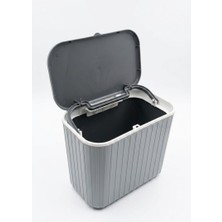 Die Grup Tr Tezgah Üstü Kapaklı Mutfak Çöp Kovası 15 Litre - 30X25X16 cm Dolap Kapak Tipi Askılı Çöp Kutusu, Plastik Kompost ve Organik Atık Kovası (Gri)