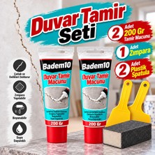 Die Grup Tr Duvar Tamir Seti 2X200 gr Macun 2 Plastik Spatula ve 1 Kübik Zımpara Çatlak Delik Dolgu Tamir Seti