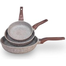 Die Grup Tr 3737 Fry Pan Döküm Granit 3 Parça Tava Seti Kumbeji (20-24-28 Cm)