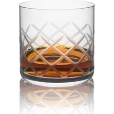 Die Grup Tr Glass Cumberland Old Fashioned Diamond 6'li Kesme Desenli Viski Bardağı Seti - 370 ml