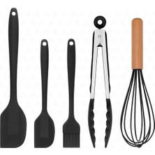 Die Grup Tr Fugazi Isıya Dayanıklı Yanmaz Yapışmaz Silikon Spatula Seti 5 Parça Siyah