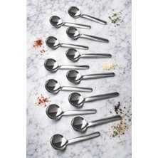 Die Grup Tr 12'li Paslanmaz Çelik Baharat Kaşığı,kahve ve Şeker Kaşığı 8 Cm,gümüş