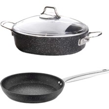 Die Grup Tr Black Line Granit Döküm 26 cm Kısa Tencere+ 26 cm Tava 2li Set