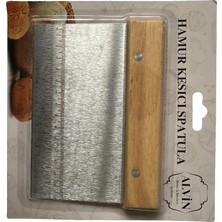 Die Grup Tr Alvin Ahşap Saplı Paslanmaz Çelik Krom Hamur Kesici Spatula - Cetvelli - 15 Cm. - 1 Adet