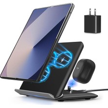Die Grup Tr Samsung Z Fold Serisi Için Kablosuz Şarj, 2'si 1 Arada, Galaxy 5/4/3, S24/S23/S22, NOTE20 Ultra, Galaxy Buds2 Pro/2/live Için 15W Hızlı Kablosuz, Siyah (Pd Adaptörü Dahil)