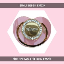 Die Grup Tr Kaplama Isimli Zirkon Taşlı Silikon Bebek Emzik, 0-6 Ay, Pembe