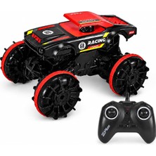 Die Grup Tr Uzaktan Kumandalı Full Fonksiyon 2.4g Şarjlı Amfibi Off Road Stunt Araba, Su ve Kara Kullanımına Uygun Akrobat Rc Araç, Kumandalı Şarjlı Arazi Oyuncak Araba SYR-666-869-825 (Kırmızı-Siyah)