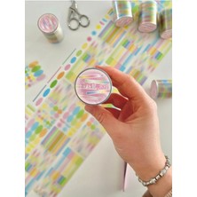 Die Grup Tr Pastel Renkli Yuvarlak ve Çizgi Desenli 2m 570ADET Tek Tek Çıkartma Sticker Washi Etiket