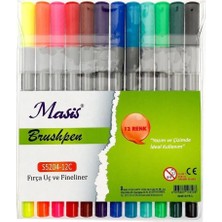 Die Grup Tr Brushpen Fırça Uç ve Fineliner Seti, 12 Renk