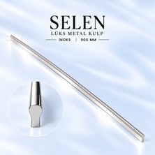 Badem10 Selen Inox Inoks Krom Gümüş Metal Kulp 900 mm Çekmece Mutfak Dolap Kulpu Banyo Şifonyer Kitaplık Kulbu
