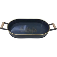 Die Grup Tr Sweet Home Ahşap Saplı Ferforje Oval Tepsi, 38X21 Cm, Metalik Lvn-38