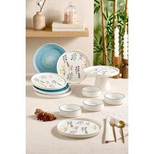 Die Grup Tr 11 Parça 6 Kişilik Botanical Stackable Kahvaltı Takımı - Lüx Kahvaltılık Sunum Seti Tabağı,beyaz