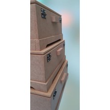 Die Grup Tr Hobi 90023 Dekoratif Model 3lü Makyaj Kutu Set Ahşap Ham Mdf El Yapımı