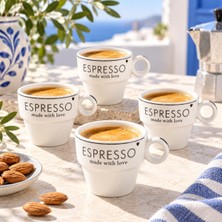 Die Grup Tr Mood 4'lü Porselen Espresso Fincanı Seti Istiflenebilir Halka Kulplu