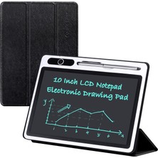 Die Grup Tr 10 Inç LCD Yazı Tableti Elektronik Yazma Defteri, Pu Koruyucu Kapaklı Silinebilir Çizim Pedi Evde Yetişkinler Için Hediye Iş Ofisinde (Siyah