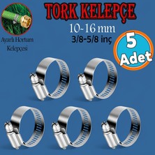 Die Grup Tr 5 Adet Hortum Kelepçesi Tork Ayarlı 10X16 mm Paslanmaz Çelik Boru Metal Kelepçe Ayarlanabilir Klips