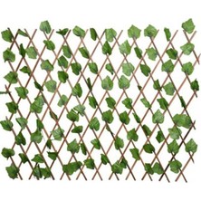 Die Grup Tr Wood Yapay Sarmaşık Bitki Çit, Ahşap Akordiyon Dekoratif Çiti, Yeşil, 190X80 cm