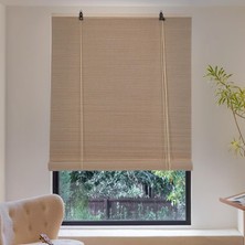 Die Grup Tr Bambu Stor Perde, Güneş Koruması, Yandan Çekmeli Stor Perde, Retro Bambu Stor Perde, Pencere, Kapı, Teras, Balkon, Bahçe Için (Birincil Renk, 85 x 150 Cm)