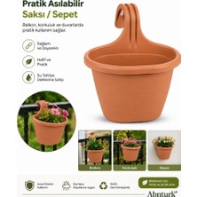 Die Grup Tr Pratik Dayanıklı Şık 3lt Kahverengi Sahra Askılı SAKSI-22X26X25CM Balkon Korkuluk Duvar Için Askılı Sepet