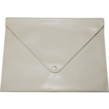 Die Grup Tr Pu Deri A4 Dosya Klasörü Belge Tutucu Su Geçirmez Portföy Zarf Dosya Klasör Kılıf Çıtçıtlı Dosya 25,5X33,5 cm - Bej