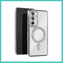 Ny Joy Samsung Galaxy A56 Uyumlu Joke Simli Magneticsafe Kılıf - Gümüş Nyjoybz