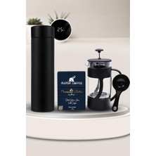 Die Grup Tr 500 ml Siyah Dereceli Termos & Alerya Premium Filtre Kahve & Siyah French Press Hediye Seti