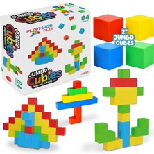 Die Grup Tr Jumbo Manyetik Küpler 64 Parçalı Set - Küçük Çocuklar Için Büyük 5,08 cm Bloklar - Dayanıklı Manyetik Yapı Blokları, Duyusal Zıngırdayan Küpler