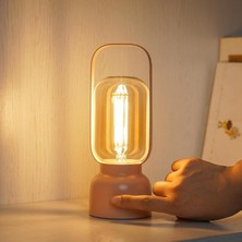Die Grup Tr Retro Taşınabilir LED Lamba, Dokunmatik Anahtarlı Küçük Akülü Masa Lambası, Komidin Için USB Şarj Girişli Kademesiz Kısılabilir Gece Lambası, Dekorasyon, Ortam Aydınlatması, Hediye