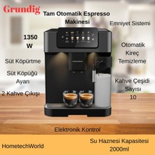 Die Grup Tr 1350 W Tam Otomatik Espresso Makinesi, 2000 ml Su Haznesi, Siyah
