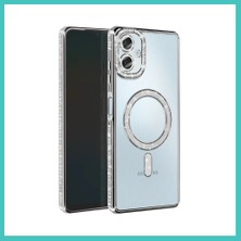 Ny Joy Samsung Galaxy A06 Uyumlu Joke Simli Magneticsafe Kılıf - Gümüş Nyjoybz