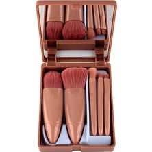 Die Grup Tr Masis -Taşınabilir Aynalı 5'li Makyaj Fırça Seti Profesyonel Allık Dudak Kaş Kapatıcı/makeup Brush