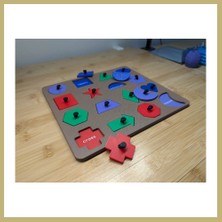 Bezos 3D Baskı Ingilizce Etiketli Şekil Tanıma Puzzle Tahtası - 16 Geometrik Şekil, Bilişsel Gelişim ve Kelime Öğrenme Seti Za
