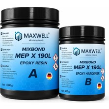 Die Grup Tr Mep x 190L LED Için Sararmaya Dirençli Şeffaf Epoksi Reçine 1,5 kg A+B Set, Optik Şeffaf LED Potting ve Kapsülleme Epoksisi, Yüksek Işık Geçirgenliği, Elektriksel Yalıtım