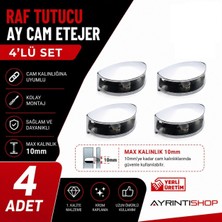 Die Grup Tr Ayrıntıshop Cam Tutucu Ahşap Raf Tutucu U Tipi Metal Vidalı Krom 4'lü Set