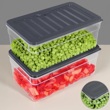 Die Grup Tr 2'li Derin Buzdolabı Organizer Set Düzenleyici Saklama Kabı Mikrodalga Difriz Kabı 2500ML Antrasit