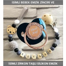 Die Grup Tr Isimli Bebek Emzik Zinciri ve Kehribar Silikon Emzik Seti, 0-6 Ay, Siyah-Pembe