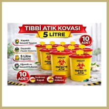 Bezos Tıbbi Atık Kovası 5 Litre 10 Adet Kapaklı Tıbbi Atık Kutusu Enfekte Atık Kovası Za