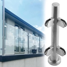 Die Grup Tr Cam Korkuluk Direği, Teras ve Merdiven Için Ekstra Yüksek Cam Kelepçeli Korkuluk Direği, Safir 80 cm (31,5 Inç) Cam Çit Paneli ve Korkuluk Direği P