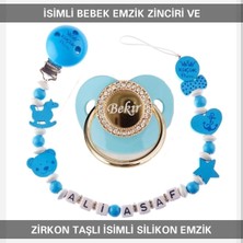 Die Grup Tr Isimli Bebek Emzik Zinciri ve Silikon Emzik, 0-6 Ay, Mavi