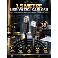 Derwell  1.5 Metre 1.5mt Üniversal Yazıcı Kablosu Printer USB Bağlantı Bağlama Kablo Network Lazer Hp Canon Brother Fişi Kablosu