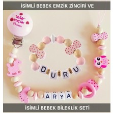 Die Grup Tr Isimli Bebek Emzik Zinciri ve Bebek Bileklik Seti, Pembe