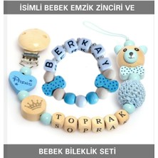 Die Grup Tr Isimli Emzik Zinciri, Ahşap Boncuklu, Mavi, Bebek Hediyesi