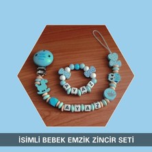 Die Grup Tr Isimli Emzik Zinciri ve Bileklik Seti, Turkuaz, Bebek Hediyesi