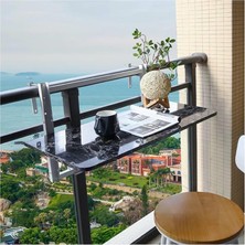 Die Grup Tr Ayarlanabilir Yükseklik Balkon Korkuluk Masası - Bahçe, Teras, Gezinti Yeri Için Katlanır Veranda Bar Masası - Yerden Tasarruflu Tasarım (L80*G35CM / U31,5*G13,8)