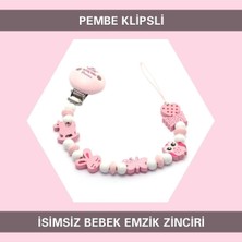 Die Grup Tr Isimsiz Bebek Emzik Zinciri, Ahşap Boncuklu, Pembe, Bebek Hediyesi