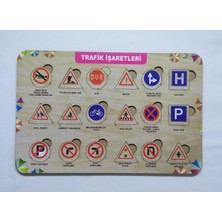 Die Grup Tr Ahşap Trafik Işaretleri Puzzle Eğitici Oyuncak