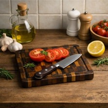 Die Grup Tr Tik Chef Kesme Tahtası Medium Boy Endgraın 30×20×3 cm Masif Ahşap Doğrama Tahtası Sunum Tahtası Kahverengi